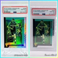 (2) 2019 Panini Chronicles Giannis Antetokounmpo Flux Silver & Base #598 PSA 10