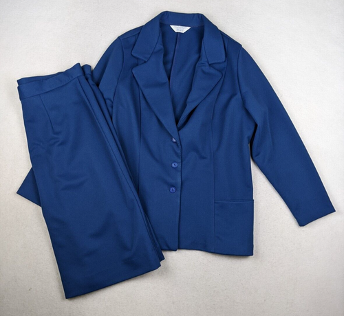 Vintage 70S Women's Skirt Suit Blue Polyester Knit SEARS - SEE MEASUREMENTS - Picture 2 of 15