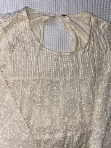 Free People Gemma Long Sleeve Eyelet Midi Dress Cream Women’s Size XS Prairie - Picture 5 of 12