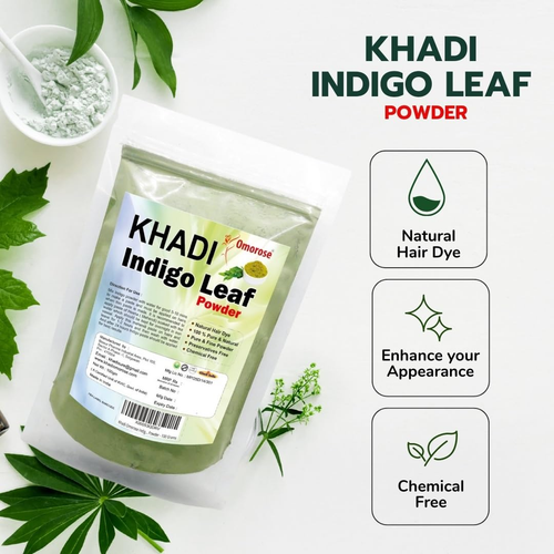 Khadi Omorose Indigo Leaf Powder For Hair (100 Grams) (Pack of 2) Total 200gm - Picture 2 of 3