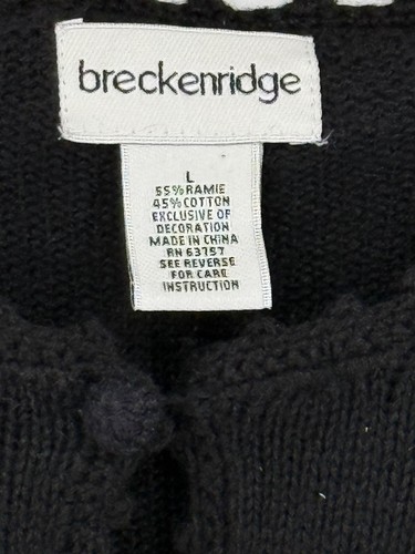 Breckenridge Black Floral Embroidered Cardigan L 55% Ramie 45% Cotton - Picture 5 of 6