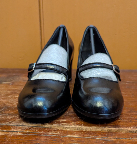 Franco Sarto Womens RICO Black Leather Mary Jane Block Heel Size 6.5 M w/ Buckle - Picture 3 of 10