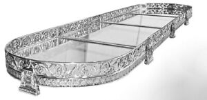 4-Section-Silver-Plated-Table-Plateau-Surtout-De-Table-Centerpiece
