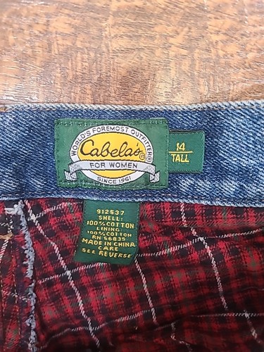 CABELAS Flannel Lined Jeans Womens 14 Tall High Rise Medium Wash Straight Leg - Picture 3 of 8
