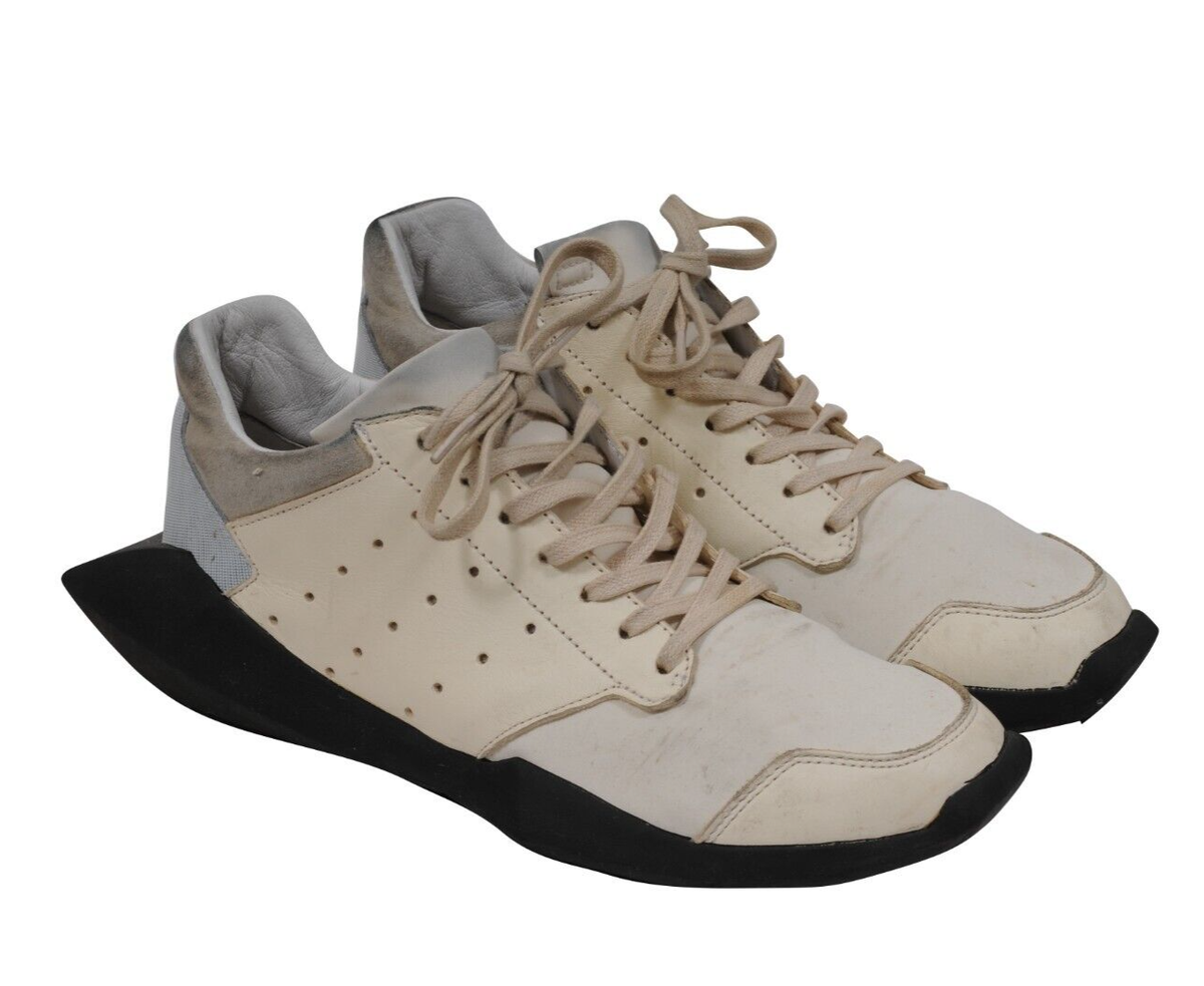 5/15まで価格　Rick Owens intersia grey XS 中古 Rick Owens Adidas US 7.5 Tech Runner Avant Garde White Tan Black