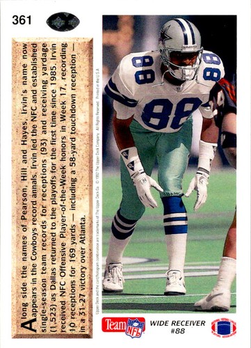 Michael Irvin 1992 Upper Deck #361 Football Card - Picture 2 of 2