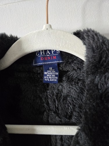 Chaleco para mujer 1X Chaps azul imitación gamuza forrado piel cuerno palanca botón delantero - Imagen 3 de 6