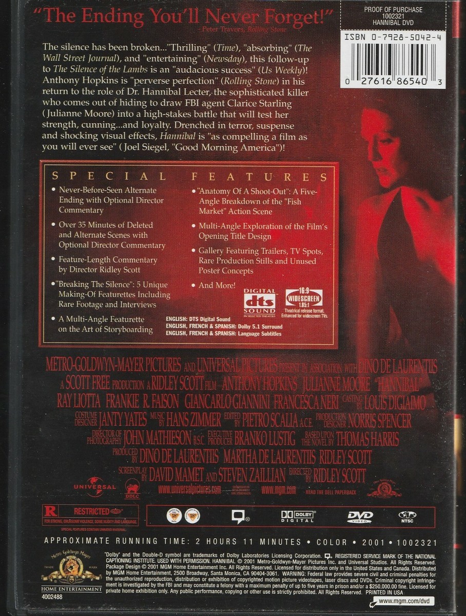HANNIBAL SILENCE OF THE LAMBS SEQUEL 2 DISC SPECIAL EDITION