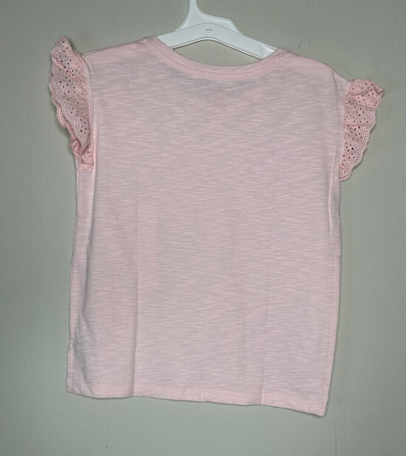 Cat & Jack Eyelet Shortsleeve Shirt Girl's L (10/12) Crew Neck Pink NWT - Picture 2 of 8
