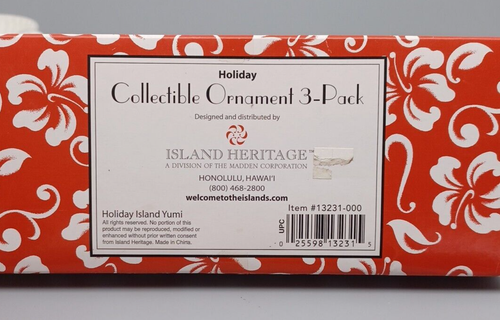 Island Heritage Metal Die Cut Christmas Ornaments Hawaii Holiday Hula Set of 3 - Picture 6 of 6