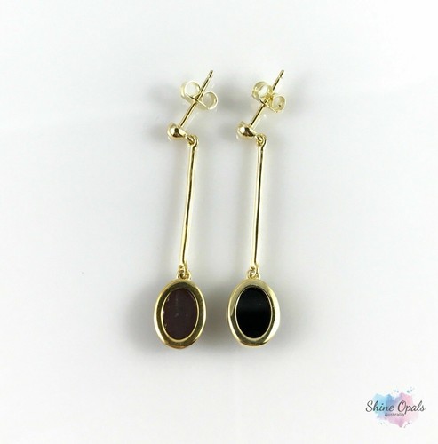 Orecchini pendenti in argento sterling placcato oro 9x7mm con opale... - Foto 8 di 11