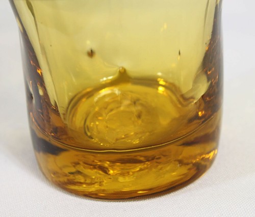 Vtg Bischoff Art Glass Mid Century Modern Folded Vase Stretch Hand Blown Gold - Picture 3 of 11