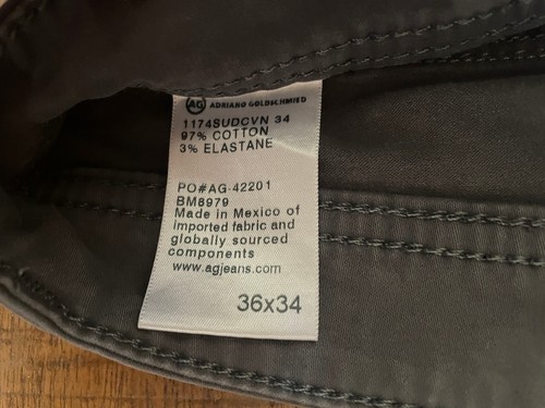 AG Adriano Goldschmied The Graduate Tailored Leg Men's Gray Pants/Chino Sz 36x28 - Picture 10 of 10