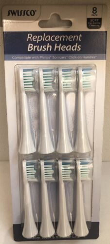 Swissco 8 Pack Replacement Tooth Brush Heads Compatible w/ Phillips Sonicare **