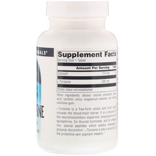 Source Naturals L-TYROSIN 500mg 100 Tabletten Stützen Fokus Stress Mood Energie - Bild 2 von 2
