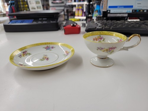 Vintage Multicolored Teacup And Saucer. China. Made In Occupied Japan - Picture 3 of 13