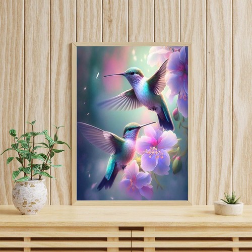 Hummingbird Diamond Art Kits For Adults, Birds Round Full Drill Diamond Painting - Picture 2 of 7