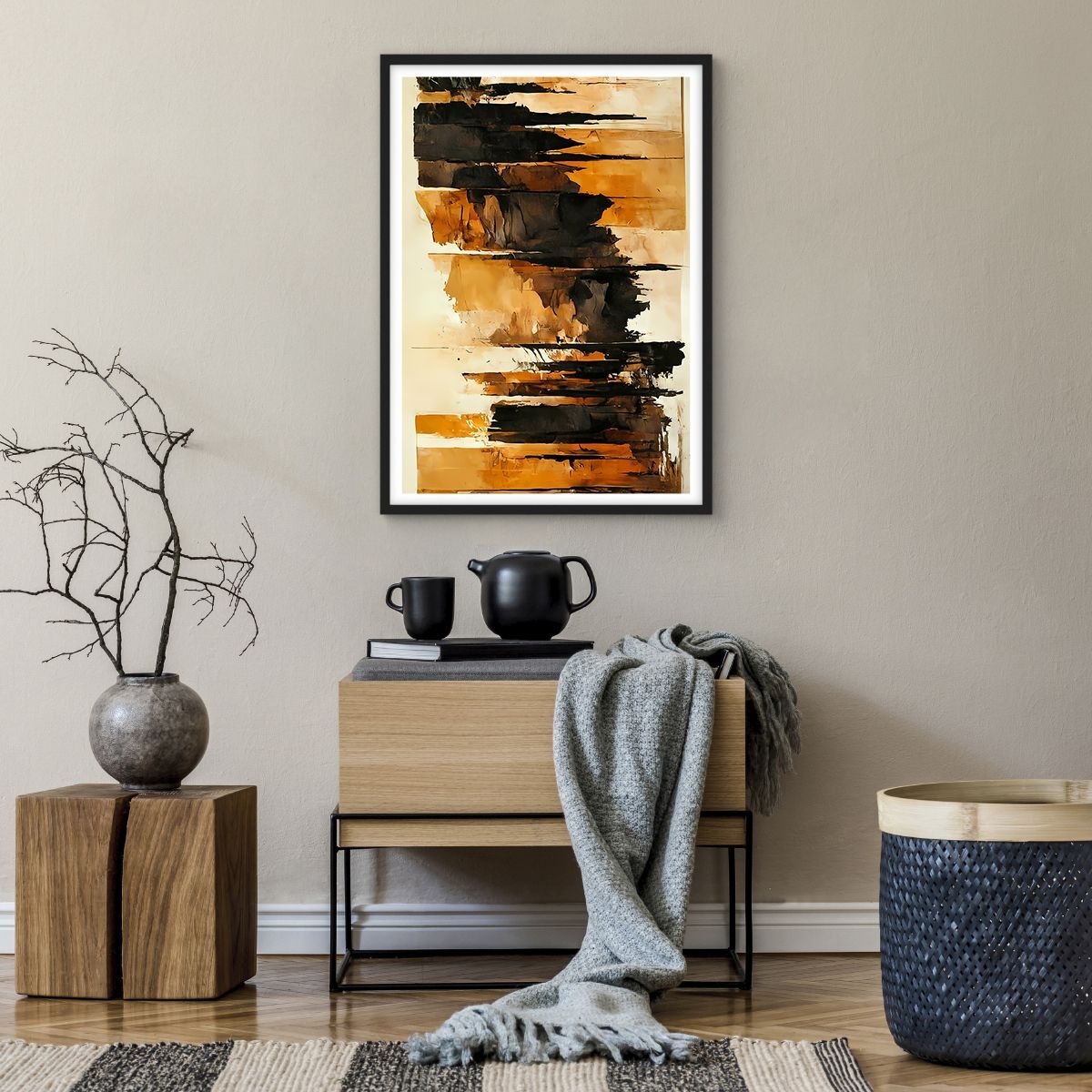 Affiche Déco Murale Abstraite 70x50 Cm - Art Moderne Motif Ceintures - Neuf