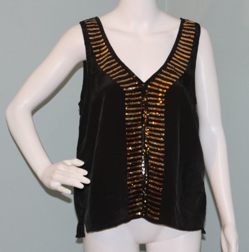 NWT Women's Patterson J. Kincaid Black Gala Sequin Sleeveless Top Sz M Medium - Picture 3 of 12