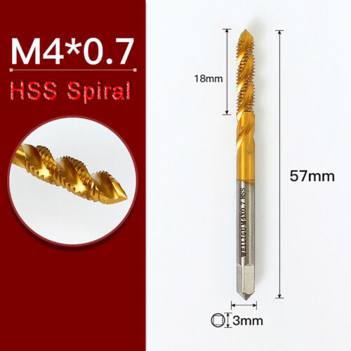 Titanium Coated HSS Metric Spiral Flute Tap M2,2.5,3,4,5,6,8,10,12 Machine Taps - Picture 10 of 16