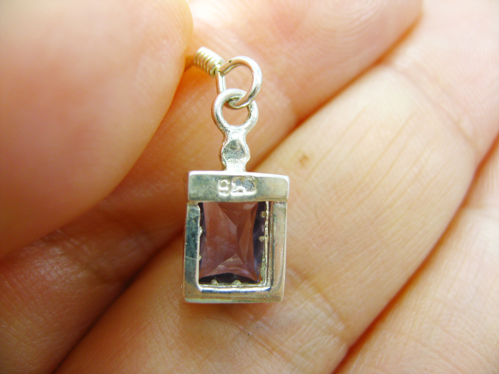 Rectangle Solitaire Purple Crystal 925 Sterling S… - image 6