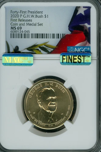 2020 P GEORGE H W BUSH $1 President NGC MS69 MAC FINEST & SPOTLESS .