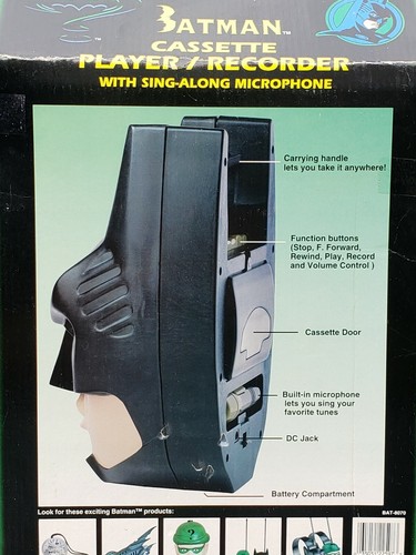 1995 Batman Forever Cassette Player Recorder W Microphone Val Kilmer Head - Picture 7 of 11