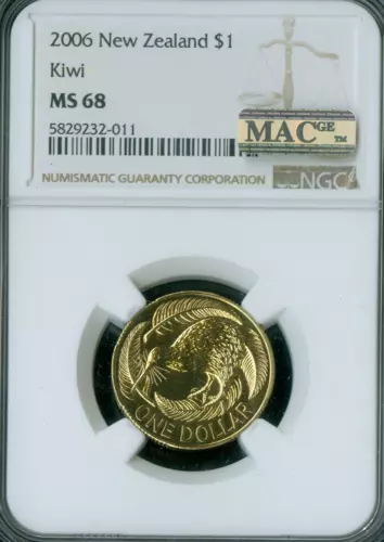 2006 NEW ZEALAND DOLLAR NGC MS68 2ND FINEST MAC  SPOTLESS 3,000 MINTED *