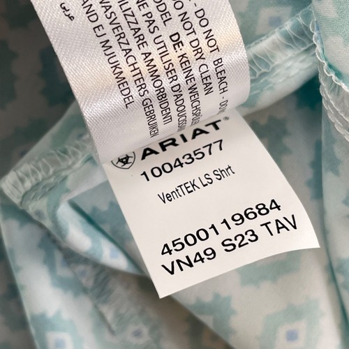 Ariat VentTek Shirt Damen M türkis blau geometrisches Muster langarm leicht - Bild 16 von 21