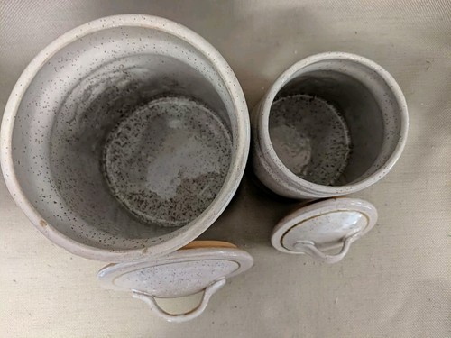 Contenni vintage per farina e tè artigianato ceramica gres USA - Foto 3 di 4