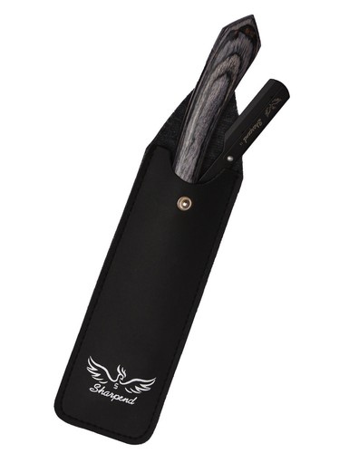 New Men's Straight Barber Steel Edge Razor Folding Shaver Wood Handle Black - Picture 2 of 4