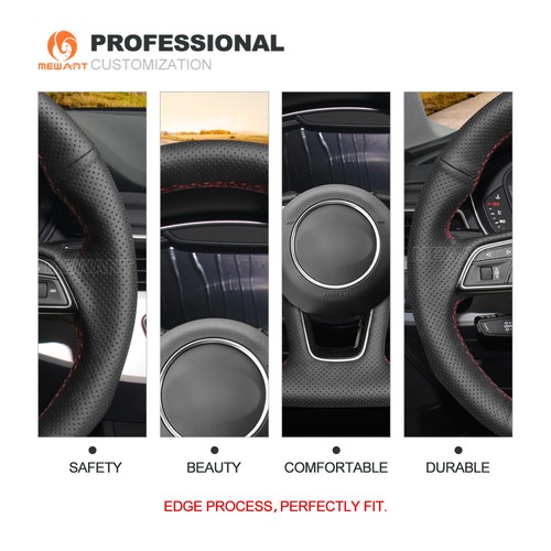 MEWANT Genuine Leather Car Steering Wheel Cover for Audi A3 A5 S3 S4 S5 RS3 RS5 - Imagen 7 de 10