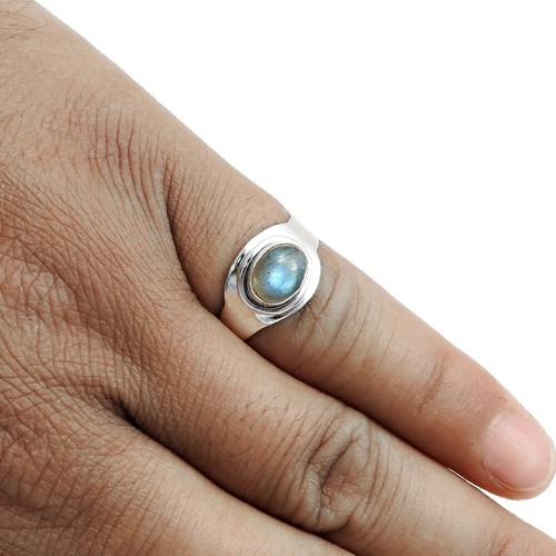 Womens day Deal Labradorite Stone Wedding Trendy Statement Wife Ring 925 Silver - Imagen 4 de 8
