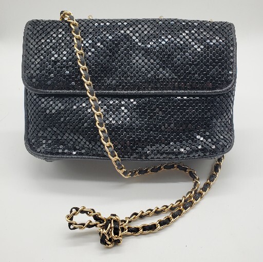 Vintage Black Mesh Whiting & Davis Handbag Rockab… - image 1