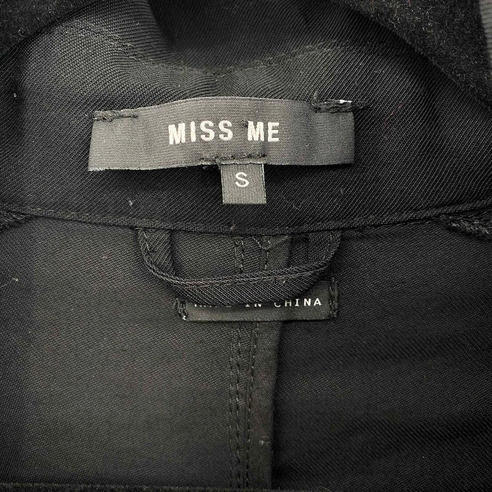 Miss Me 不对称拉链摩托夹克女式小号黑色棉质拉链口袋 — 第 3/4 张图片