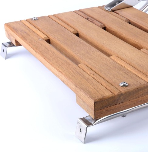 Escalera de barco de 2 peldaños 18" x 14" plataforma de teca para nadar escalera intraborda telescópica - Imagen 7 de 8