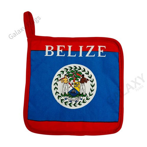 Juego de 3 piezas de cocina y barbacoa con bandera de Belice con delantal horno mitón soporte bandera de Belice - Imagen 6 de 7
