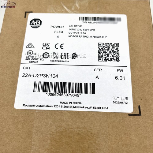 2022 AB 22A-D2P3N104 PowerFlex 4 0,75 kW 1 PS Klimaantrieb Neu Factory Sealed - Bild 1 von 4