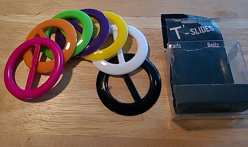 Lot 7 Belt Buckle Plastic T Slides Scarf t-shirt Sash Anchor Sliders Vintage 80s - Picture 2 of 8