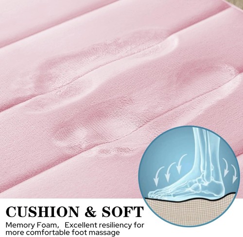 Pink Memory Foam Bath Mat Set - 3-Piece Rug Collection for Bathroom Elegance - Picture 6 of 10