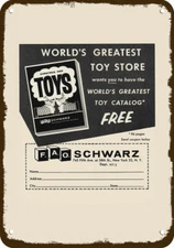 1959 F.A.O. SCHWARZ TOY STORE Vintage Look REPLICA METAL SIGN - FAO SCHWARZ