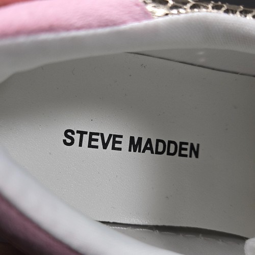 Steve Madden Molly Shoes Youth Sz 5M White Gold Pink Lace Up Sneakers - Picture 9 of 10
