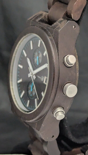 Orologio EARTH Castillo Cronografo Marrone Scuro Legno GMT 45mm Quarzo ETHEW5102 Nuovo B - Foto 2 di 8