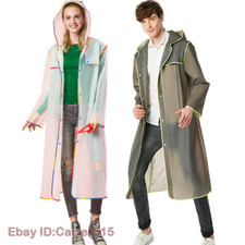 Women Men Transparent Clear Hoodie Rainwear Waterproof EVA Raincoat Rain Coat