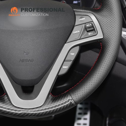 Cubierta de volante coche de fibra de carbono cuero auténtico para Hyundai Veloster 2011-2017 - Imagen 6 de 12