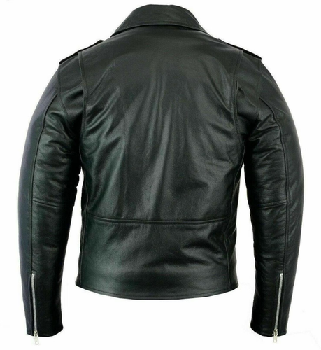 Mens Vintage Leather - Motorbike Jacket Black - Original Cowhide Leather - Biker - Picture 3 of 4