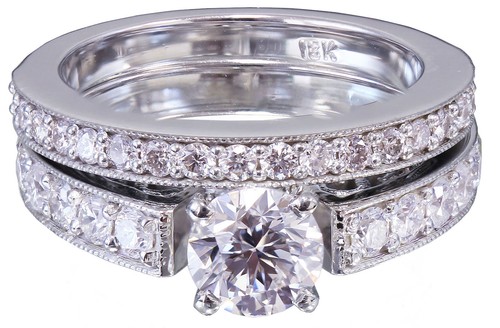 Anello di fidanzamento diamante naturale e fascia oro bianco 14k 1,25ctw - Foto 9 di 9