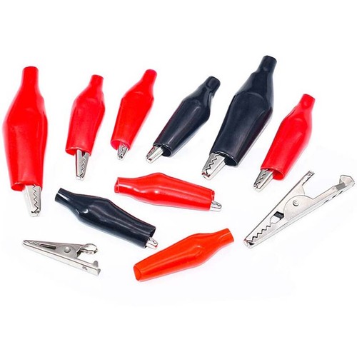 Alligator Crocodile Clips Test Electrical Clamps Insulated Connectors Black Red - Picture 3 of 8