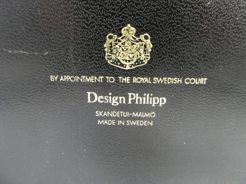 VINTAGE GILT LEATHER CASE PHILIPP DESIGN SWEDEN MENS JEWELLERY VANITY BOX - 第 13/13 張圖片