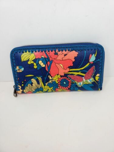 Sakroots Wallet ZipAround Bright Colors Turquoise Blue Billfold Floral Organizer - Picture 2 of 8